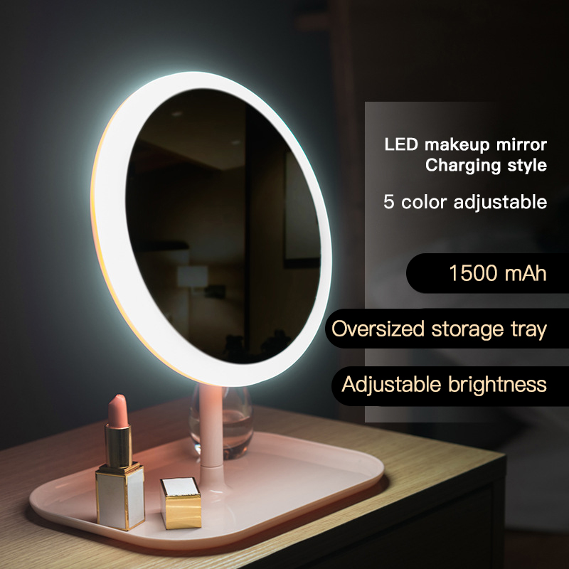 Mirror Makeup Mirror with LED Lights Female Portable LED
