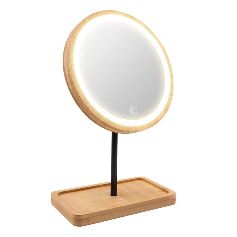 Wooden LED Makeup Mirror 3X Magnifying USB Charging