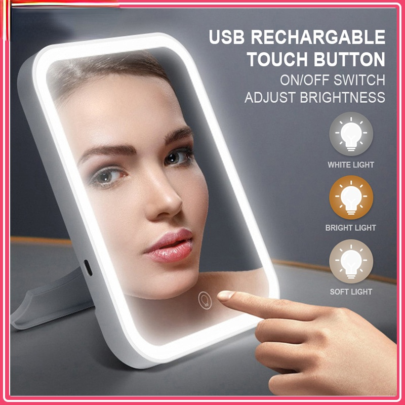 LED Makeup Mirror Touch Screen 3 Light Portable Standing