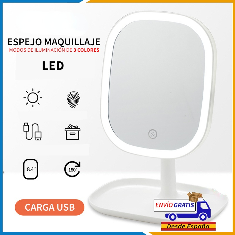 Makeup Mirror With LED Light 180 Degree Rotation Table